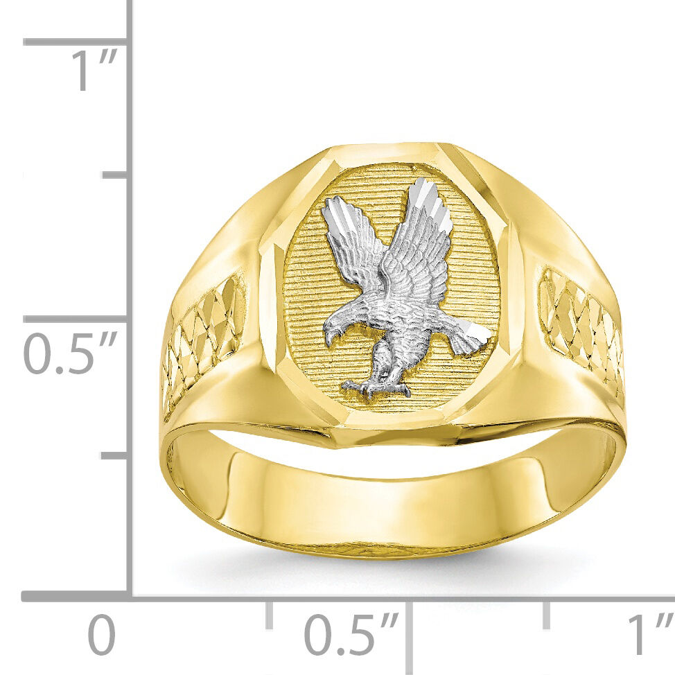 10k & Rhodium Men's Eagle Ring-10C1301