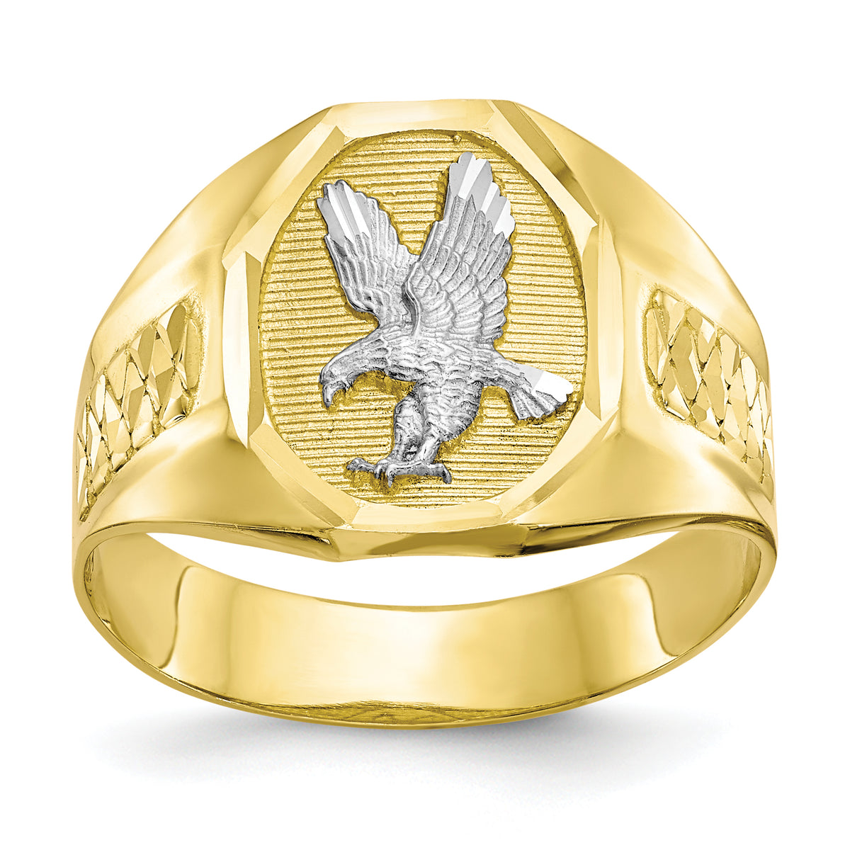 10k & Rhodium Men's Eagle Ring-10C1301