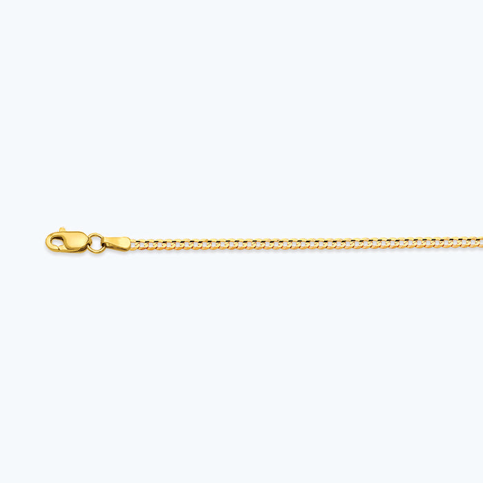 10K 2MM YELLOW GOLD SOLID CURB 7" CHAIN BRACELET (AVAILABLE IN LENGTHS 7" - 30")