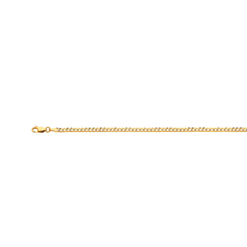 10K 2MM YELLOW GOLD SOLID PAVE CURB 18" CHAIN NECKLACE (AVAILABLE IN LENGTHS 7" - 30")