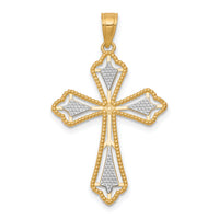 10K w/Rhodium Diamond-Cut Cross Pendant-10C1314