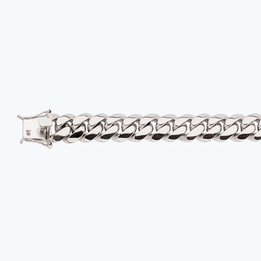 10K 15MM WHITE GOLD SOLID MIAMI CUBAN 18" CHAIN NECKLACE (AVAILABLE IN LENGTHS 7" - 30")