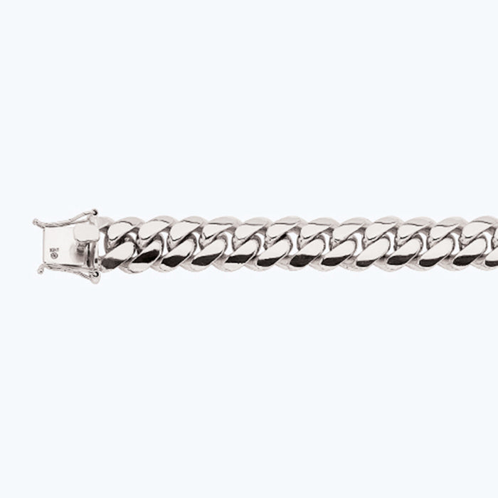 10K 15MM WHITE GOLD SOLID MIAMI CUBAN 16" CHAIN NECKLACE (AVAILABLE IN LENGTHS 7" - 30")