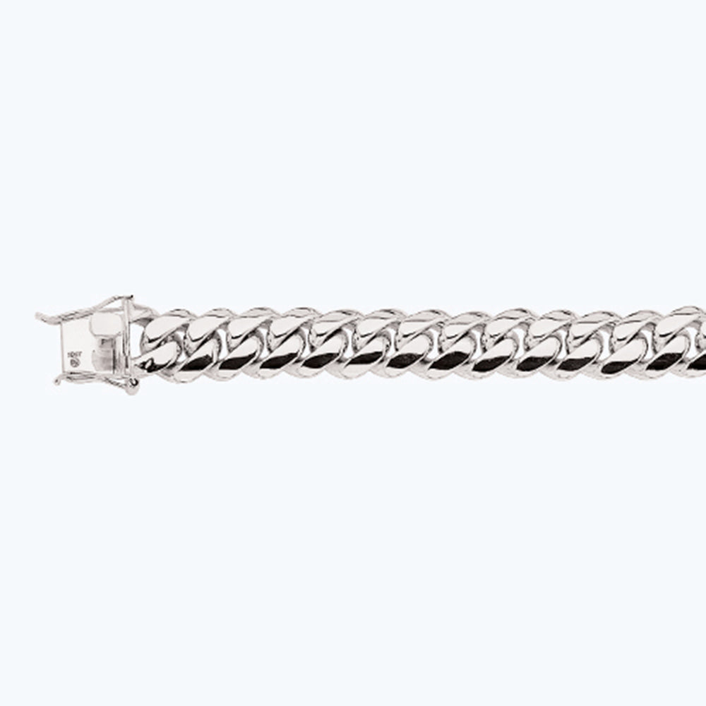 14K 14MM WHITE GOLD SOLID MIAMI CUBAN 18" CHAIN NECKLACE (AVAILABLE IN LENGTHS 7" - 30")