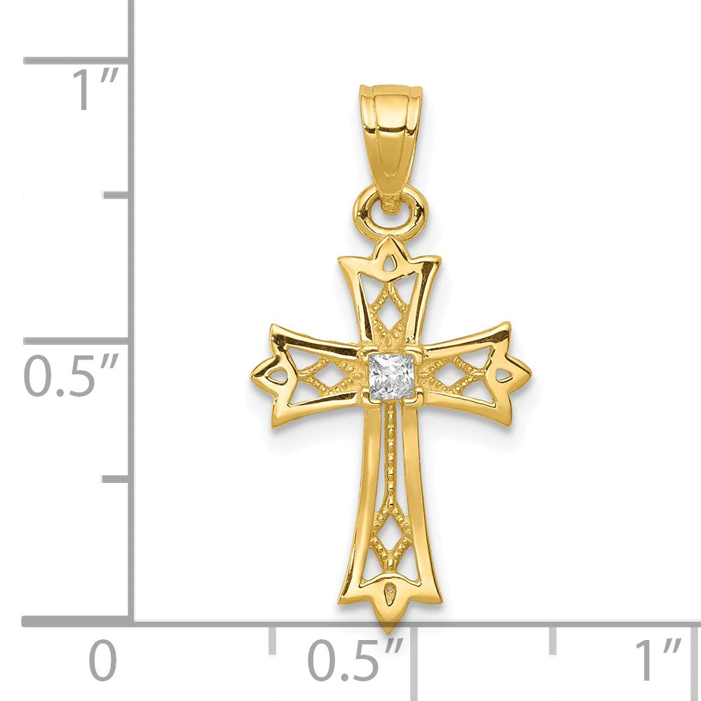 10k CZ Cross Pendant-10C1318