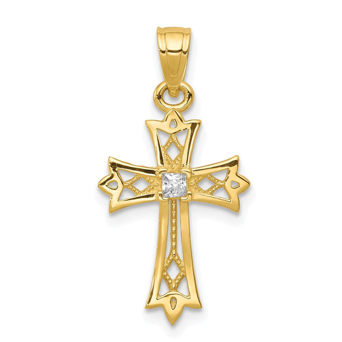 10k CZ Cross Pendant-10C1318