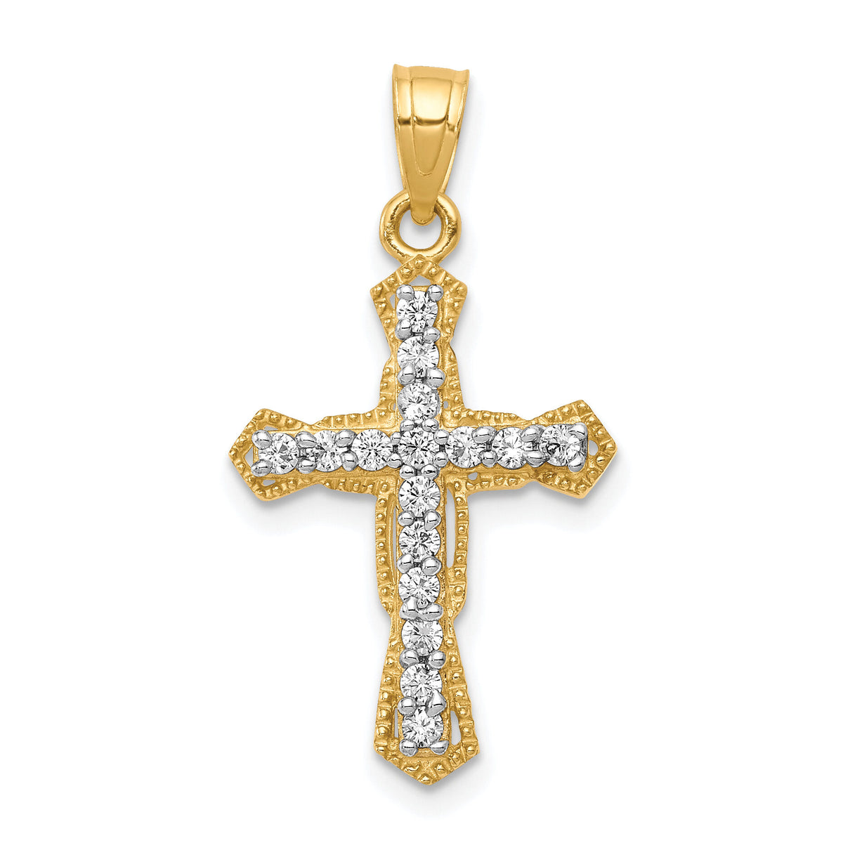 10k CZ Cross Pendant-10C1319