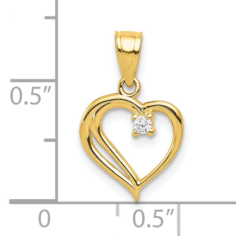 10k CZ Heart Pendant-10C1327