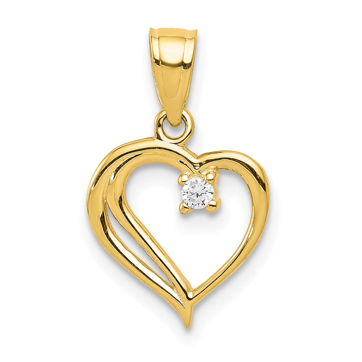 10k CZ Heart Pendant-10C1327