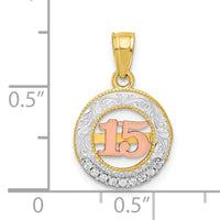 10K Two-tone w/White Rhodium CZ 15 Round Pendant-10C1332