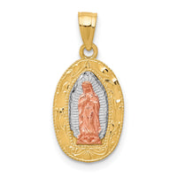 10K Two-Tone White Rhodium Lady Of Guadalupe Oval Pendant-10C1334