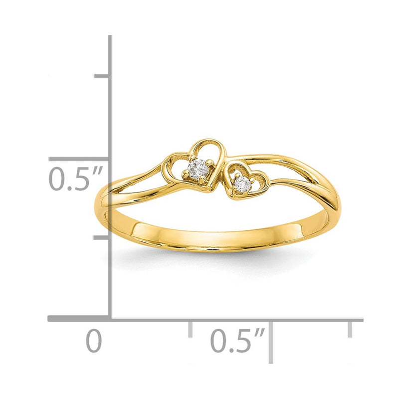 10k CZ Double Heart Ring-10C1338