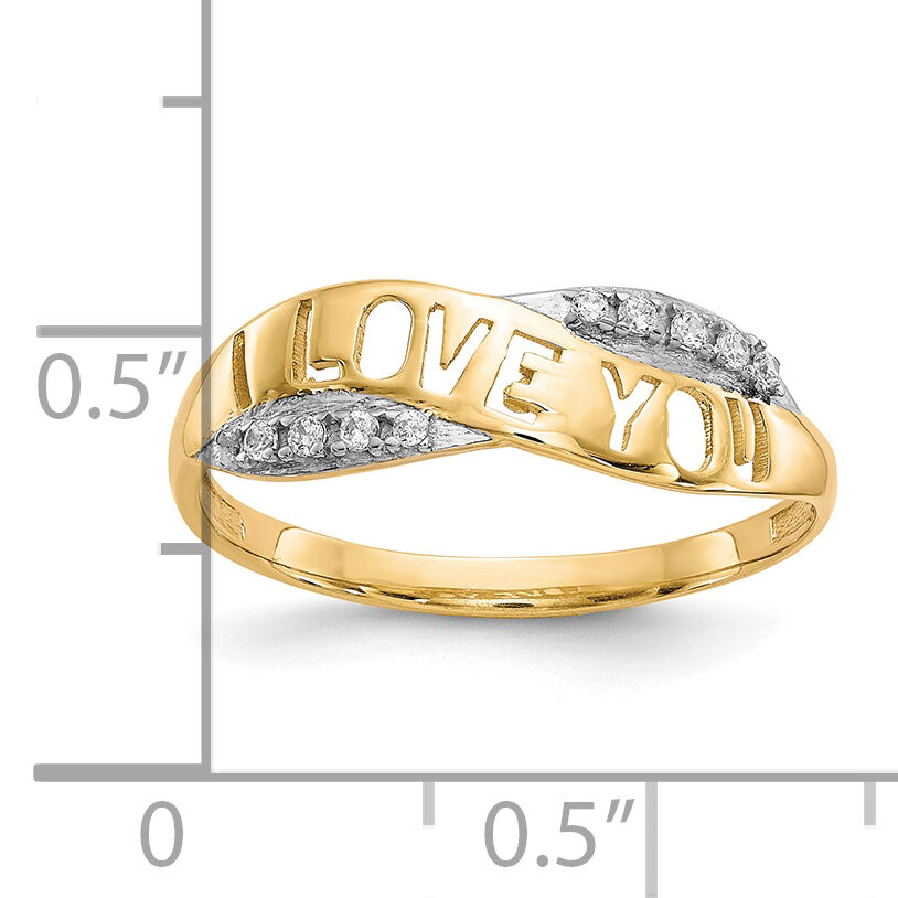 10K w/Rhodium CZ I LOVE YOU Ring-10C1339