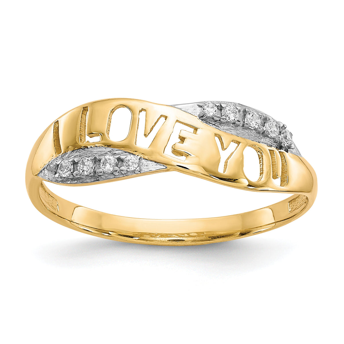 10K w/Rhodium CZ I LOVE YOU Ring-10C1339