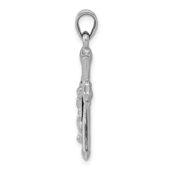 10k White Gold Reversible Crucifix /Cross Pendant-10C1341
