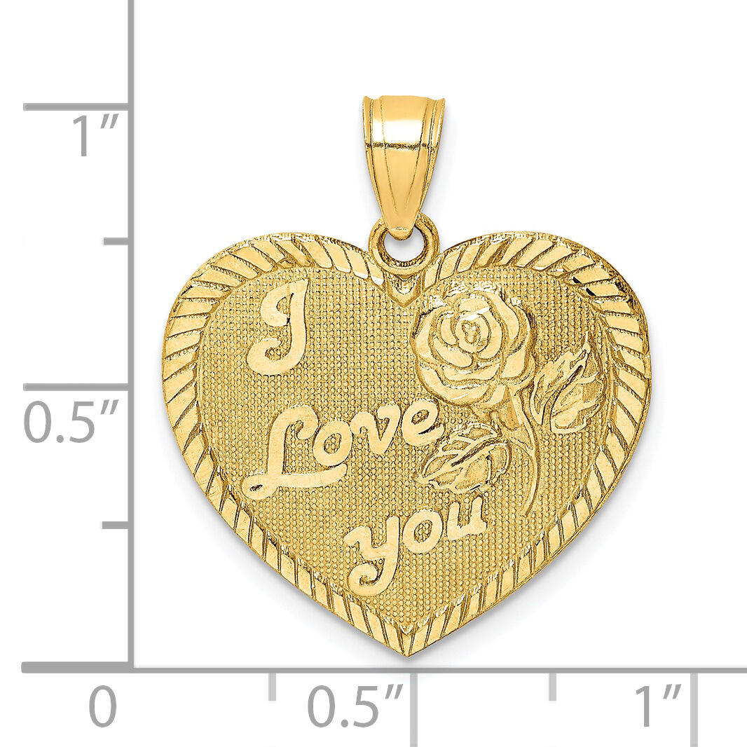 10K Diamond-Cut I LOVE YOU Heart Charm-10C1348