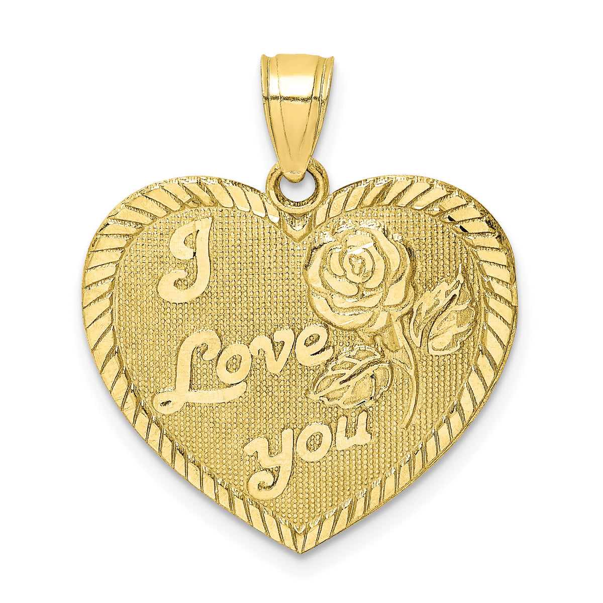 10K Diamond-Cut I LOVE YOU Heart Charm-10C1348