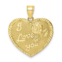 10K Diamond-Cut I LOVE YOU Heart Charm-10C1348