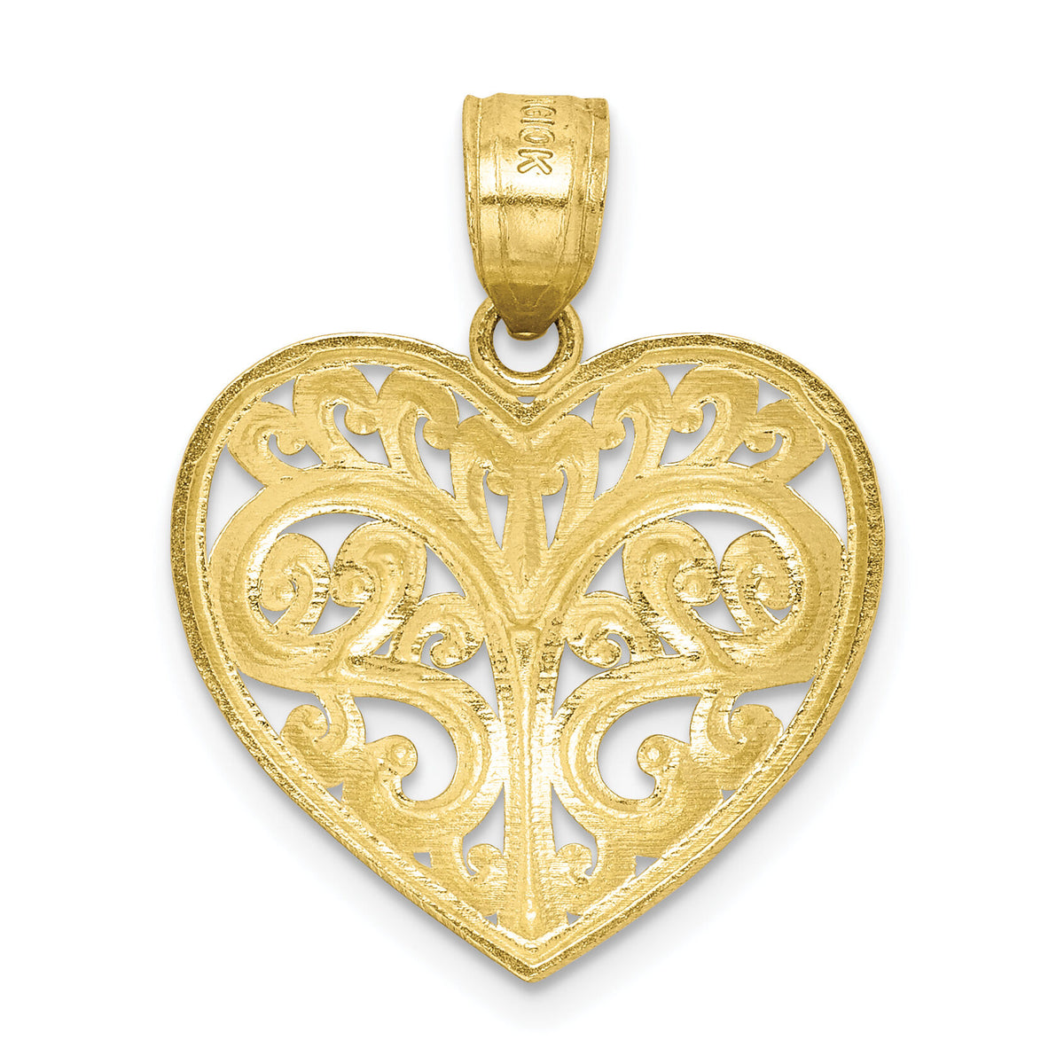 10K Diamond-cut Filigree Heart Charm-10C1349