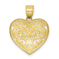 10K Diamond-cut Filigree Heart Charm-10C1349