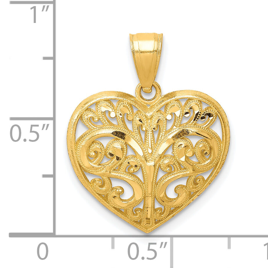 10K Diamond-cut Filigree Heart Charm-10C1349