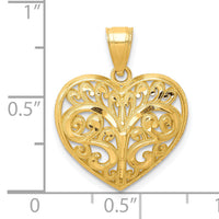 10K Diamond-cut Filigree Heart Charm-10C1349
