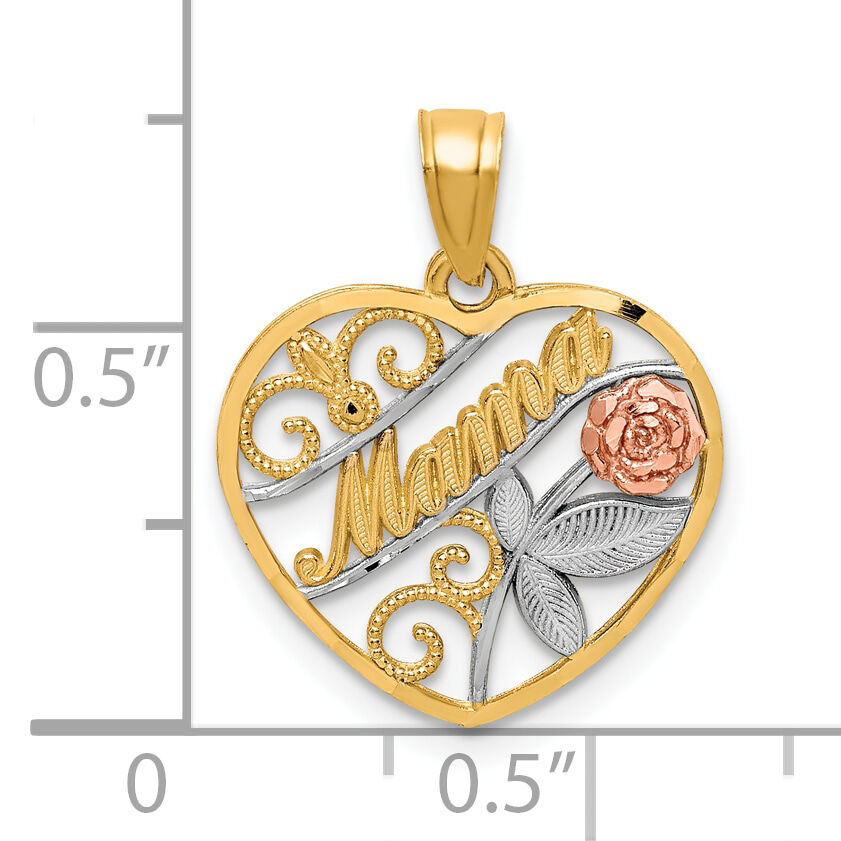 10K Two-Tone W/White Rhodium D/C MAMA Pendant-10C1353