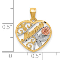 10K Two-Tone W/White Rhodium D/C MAMA Pendant-10C1353