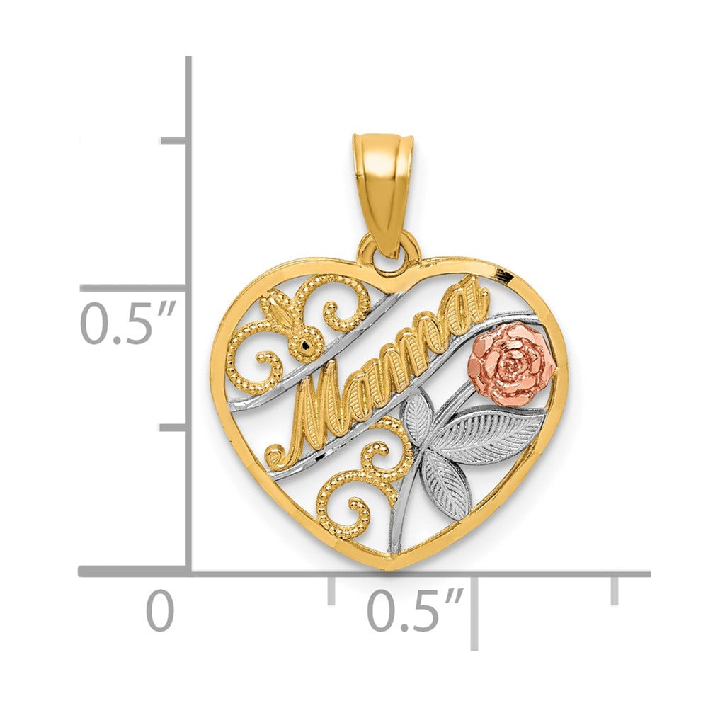 10K Two-Tone W/White Rhodium D/C MAMA Pendant-10C1353