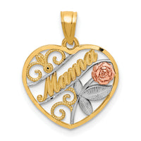 10K Two-Tone W/White Rhodium D/C MAMA Pendant-10C1353
