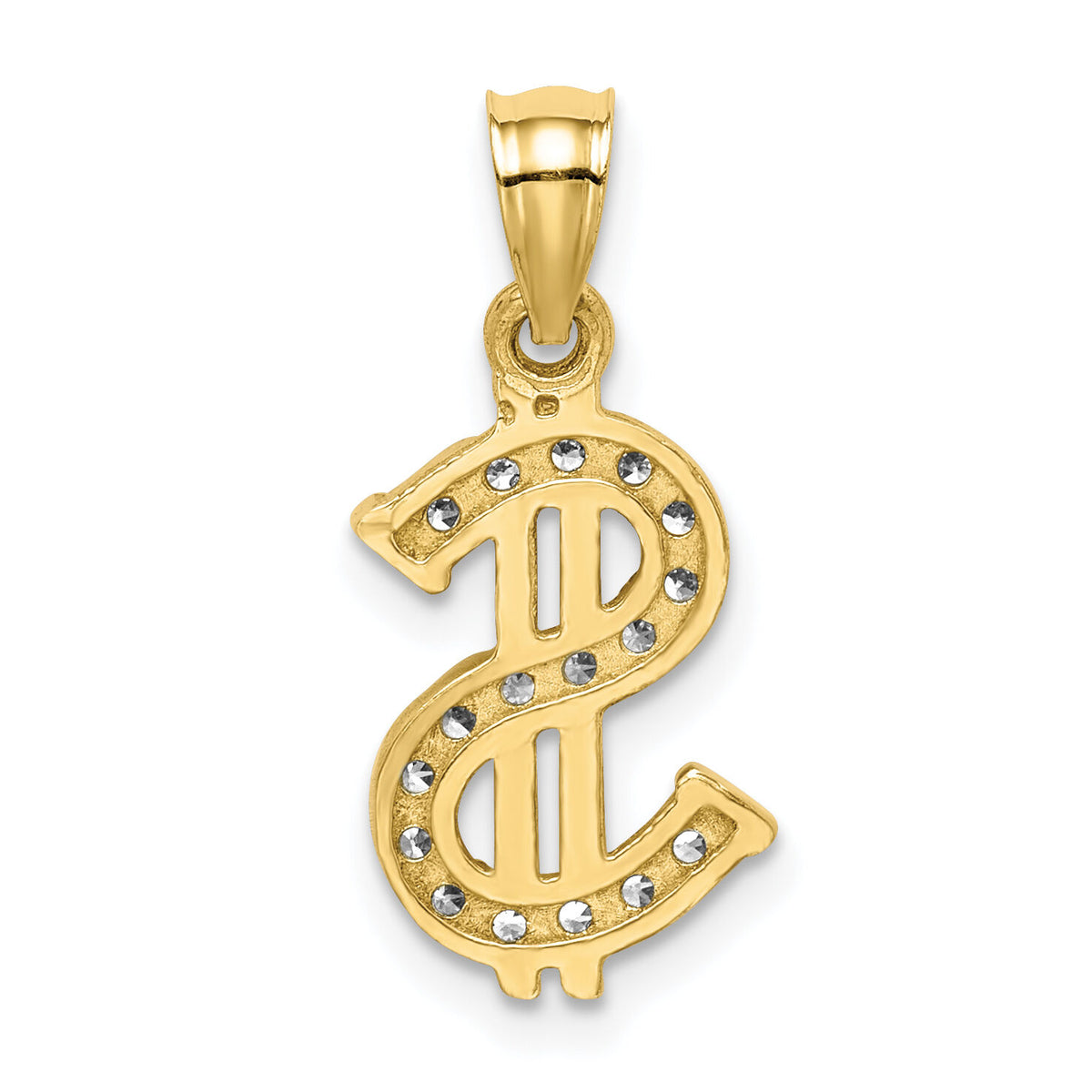 10K CZ Dollar Sign Pendant-10C1361