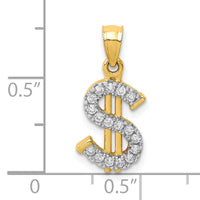 10K CZ Dollar Sign Pendant-10C1361