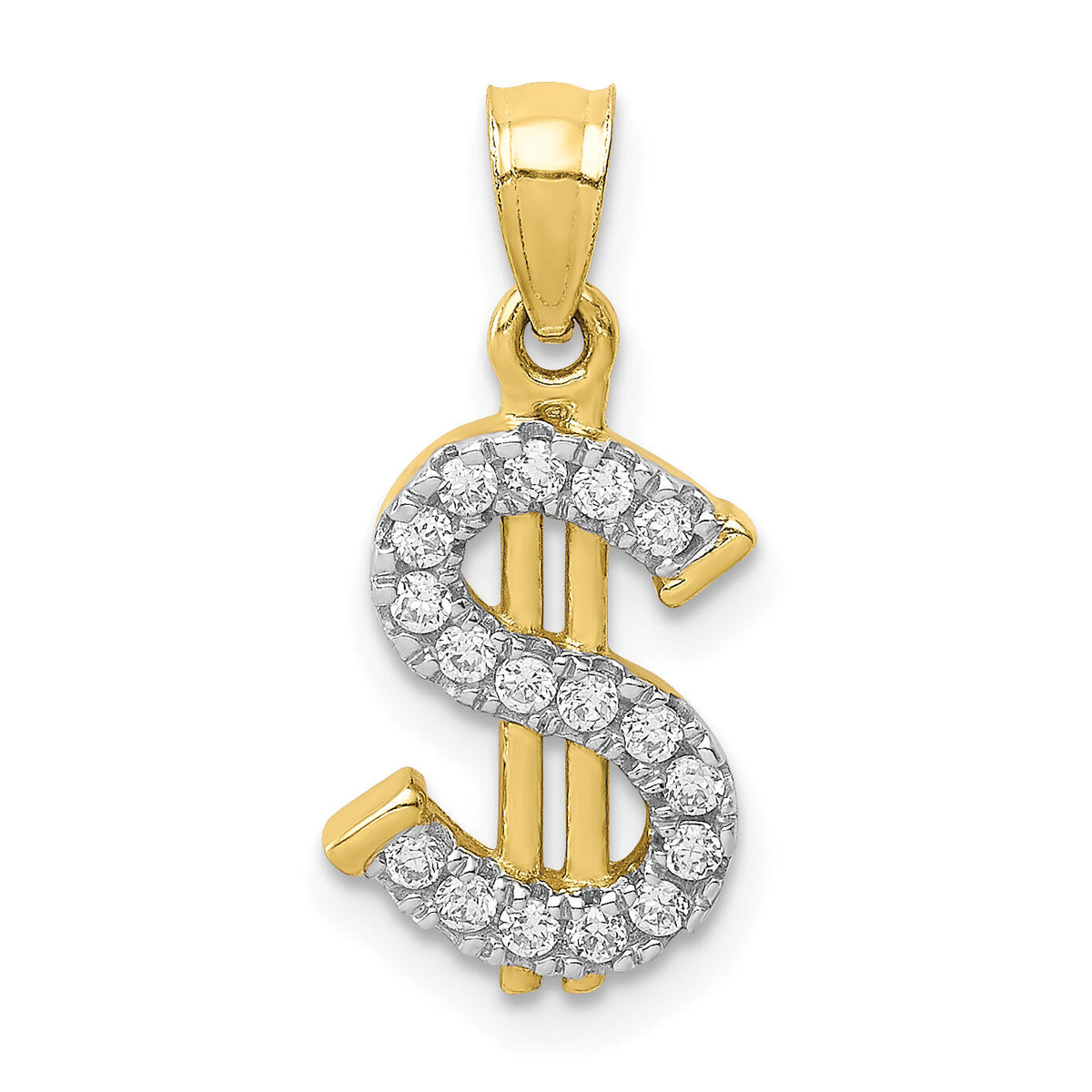 10K CZ Dollar Sign Pendant-10C1361