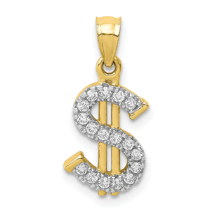 10K CZ Dollar Sign Pendant-10C1361