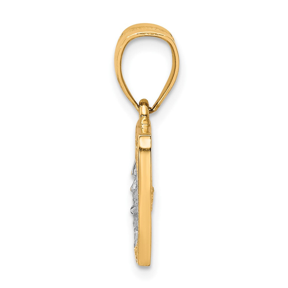 10K w/Rhodium CZ Micropave 100 Dollar Bill Pendant-10C1362