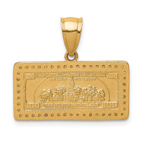 10K w/Rhodium CZ Micropave 100 Dollar Bill Pendant-10C1362