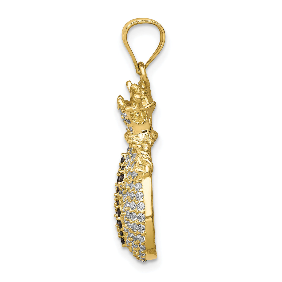 10K Black and Clear CZ Micro Pave Money Bag Pendant-10C1363