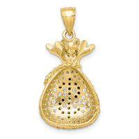 10K Black and Clear CZ Micro Pave Money Bag Pendant-10C1363