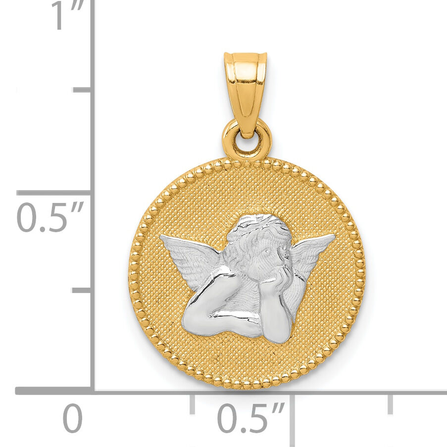 10K W/Rhodium Polished and Textured Angel Pendant-10C1366