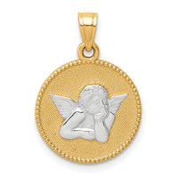 10K W/Rhodium Polished and Textured Angel Pendant-10C1366