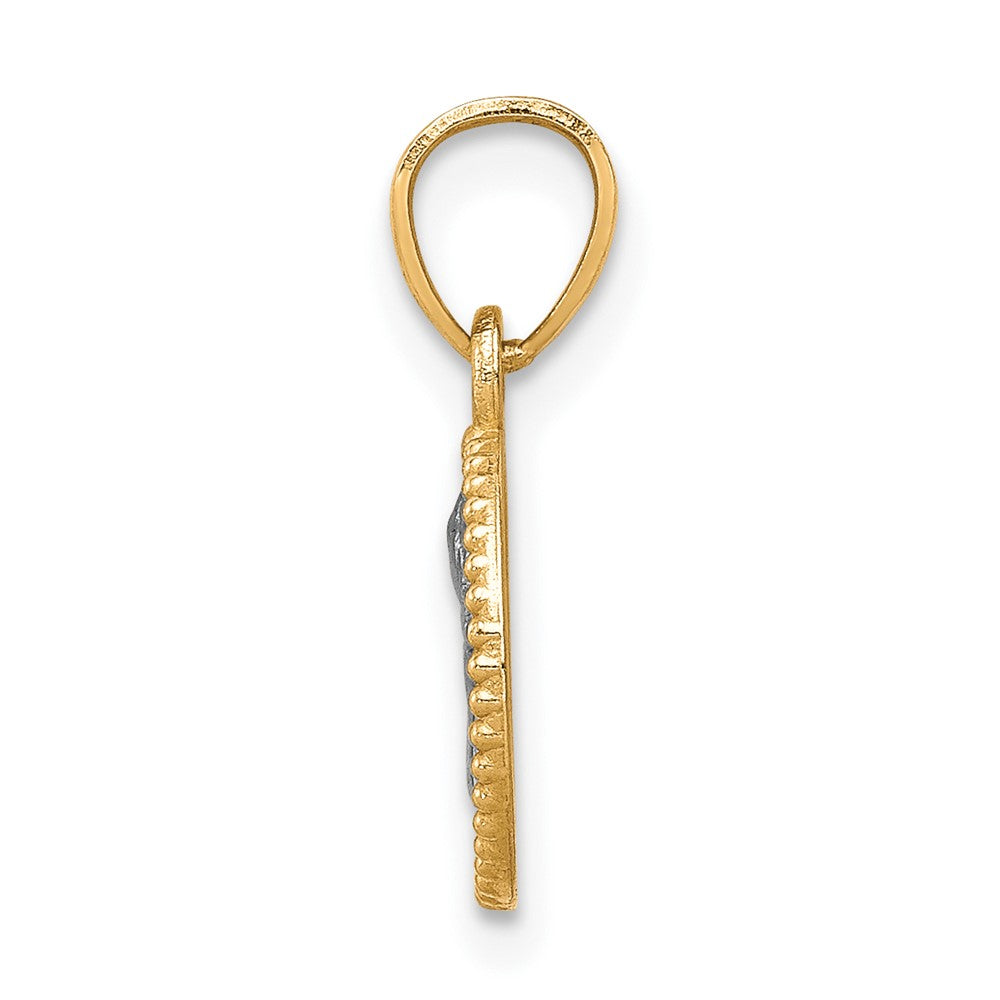 10K W/Rhodium Polished and Textured Angel Pendant-10C1367