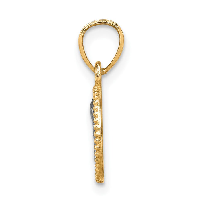 10K W/Rhodium Polished and Textured Angel Pendant-10C1367