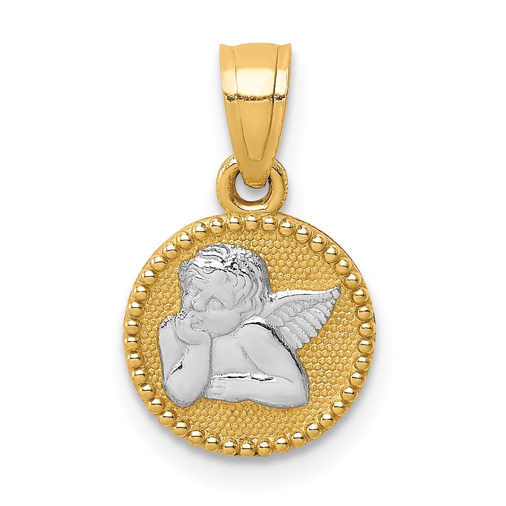 10K W/Rhodium Polished and Textured Angel Pendant-10C1367