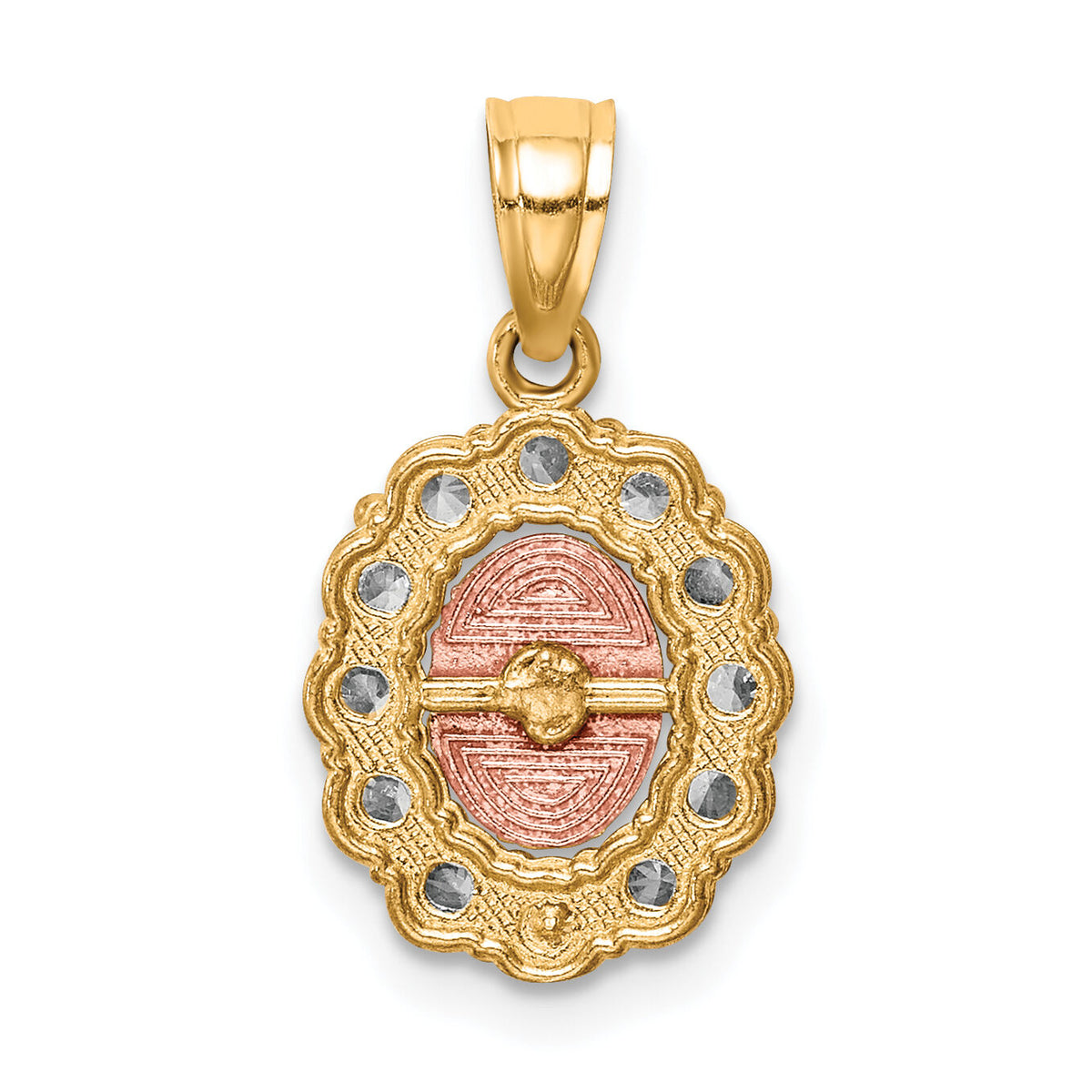 10K Two-Tone w/White Rhodium CZ Guadalupe Pendant-10C1368