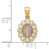 10K Two-Tone w/White Rhodium CZ Guadalupe Pendant-10C1368