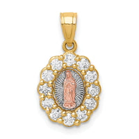 10K Two-Tone w/White Rhodium CZ Guadalupe Pendant-10C1368