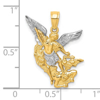 10K D/C w/Rhodium Saint Michael Pendant-10C1372