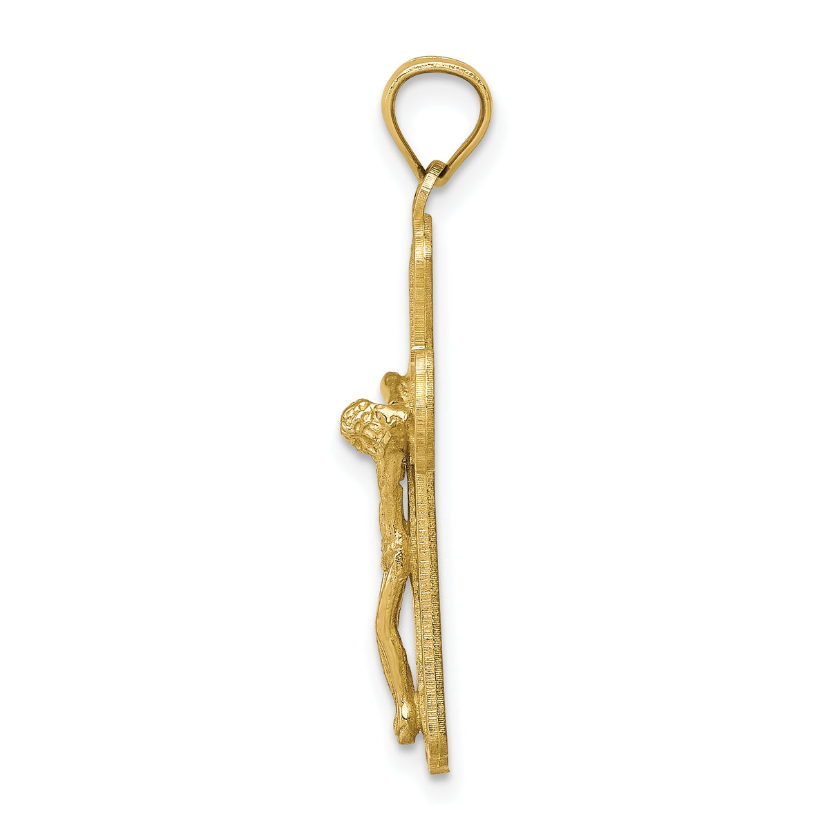 10K Polished Textured Crucifix Pendant-10C1373