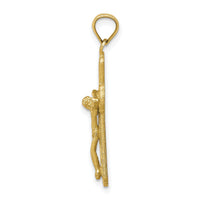 10K Polished Textured Crucifix Pendant-10C1373