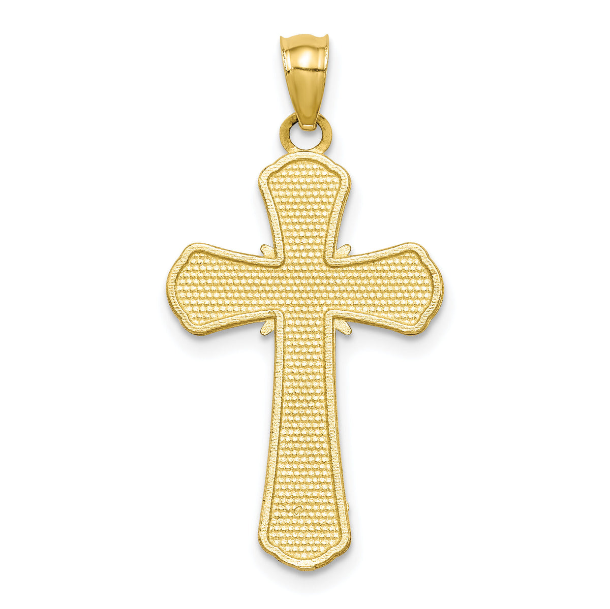 10K Polished Textured Crucifix Pendant-10C1373
